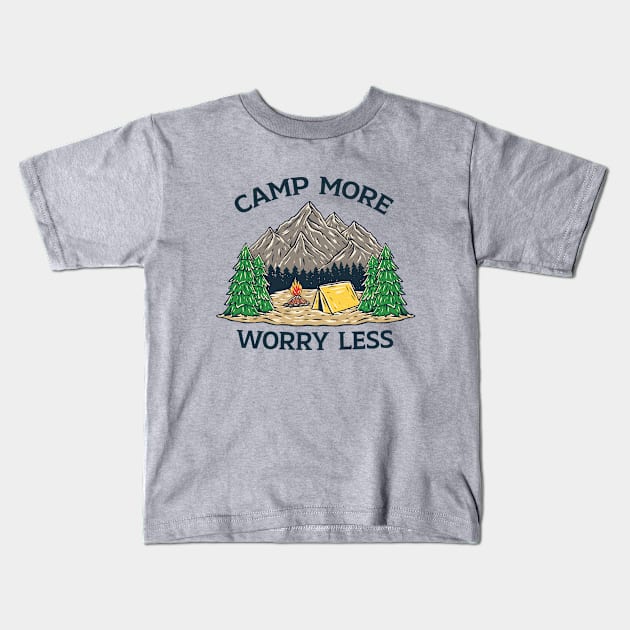 Camp More Worry Less Kids T-Shirt by Space Club